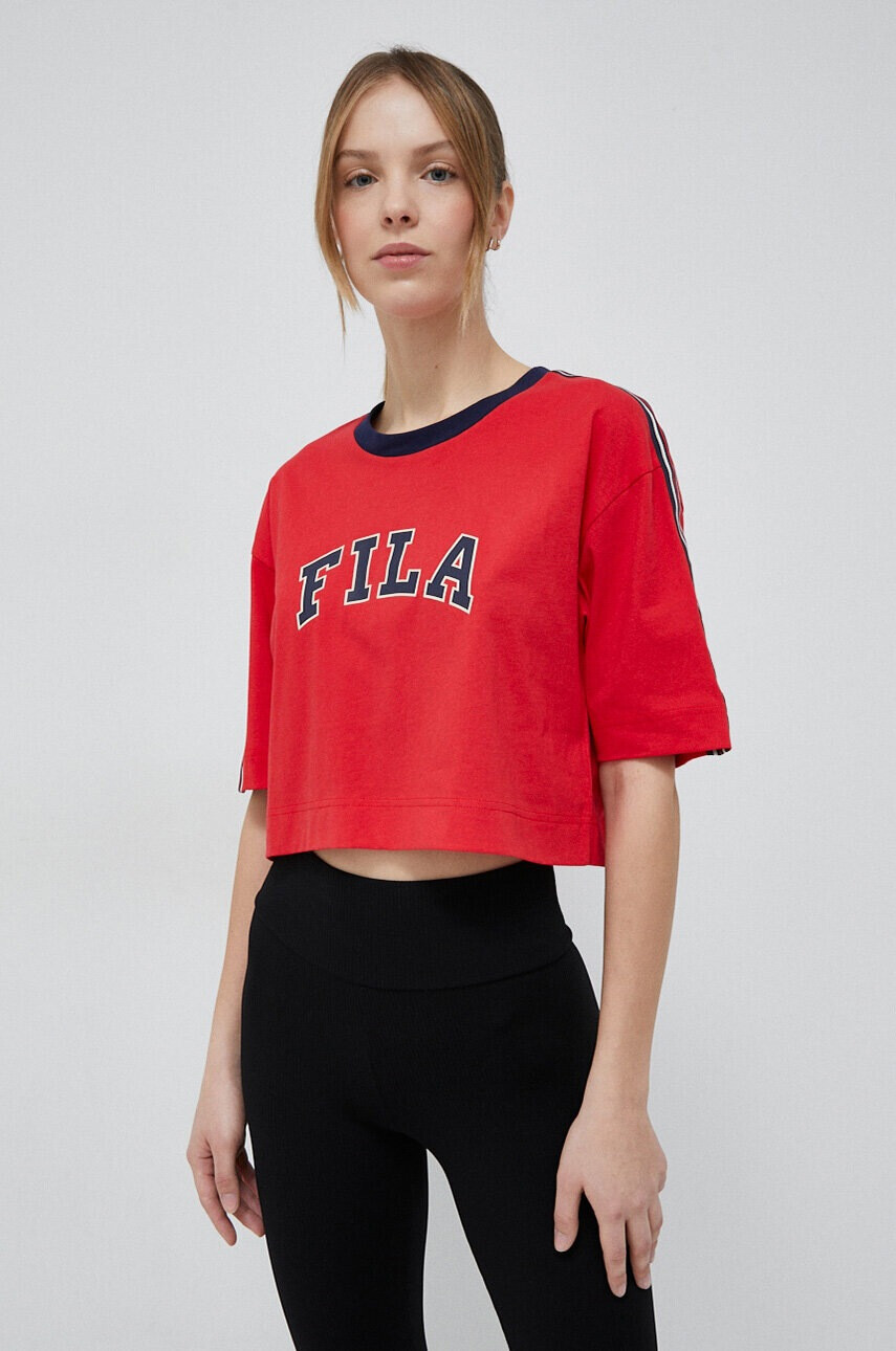 Fila Памучна тениска x Hailey Bieber в червено - Pepit.bg