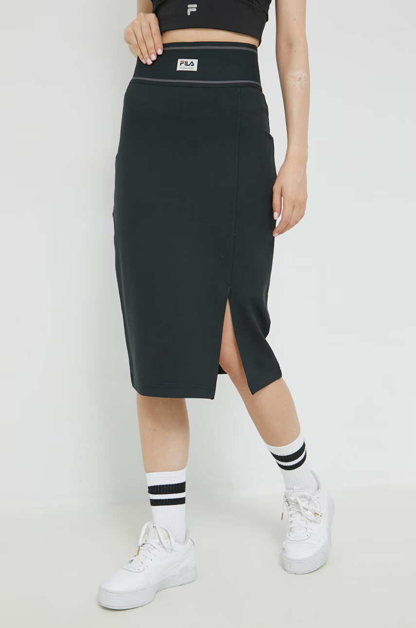 Fila Пола в черно среднодълъг модел с кройка тип молив - Pepit.bg