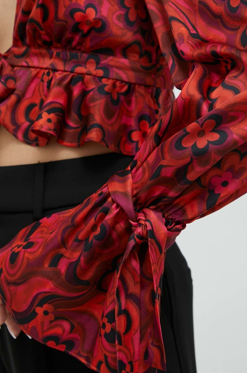 For Love & Lemons Блуза в червено с десен - Pepit.bg
