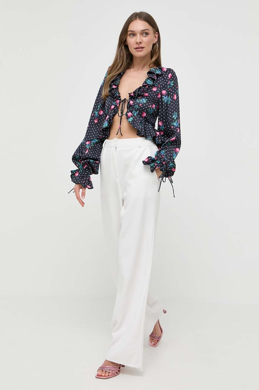 For Love & Lemons Блуза в тъмносиньо с десен - Pepit.bg