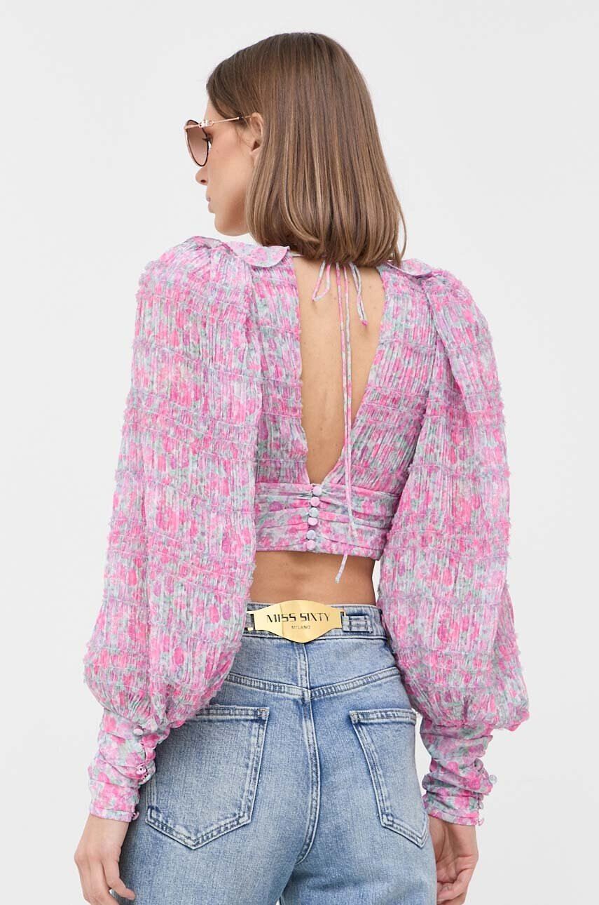 For Love & Lemons Блуза в розово с флорален десен - Pepit.bg