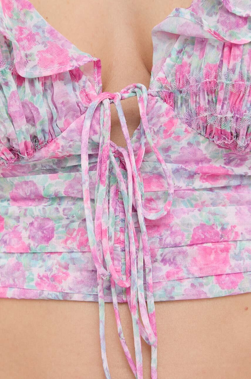 For Love & Lemons Блуза в розово с флорален десен - Pepit.bg