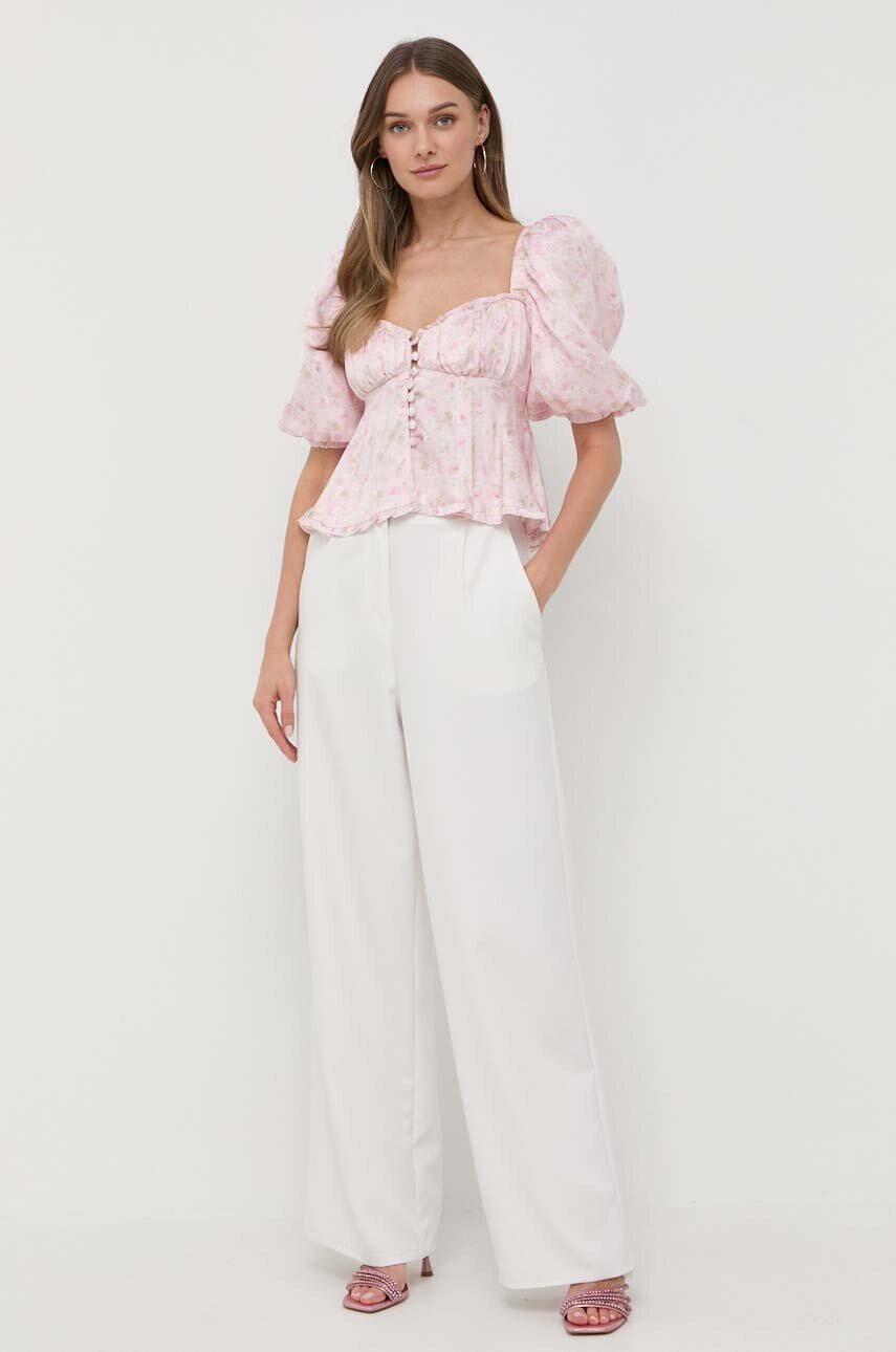 For Love & Lemons Блуза Rhoda в розово с десен - Pepit.bg