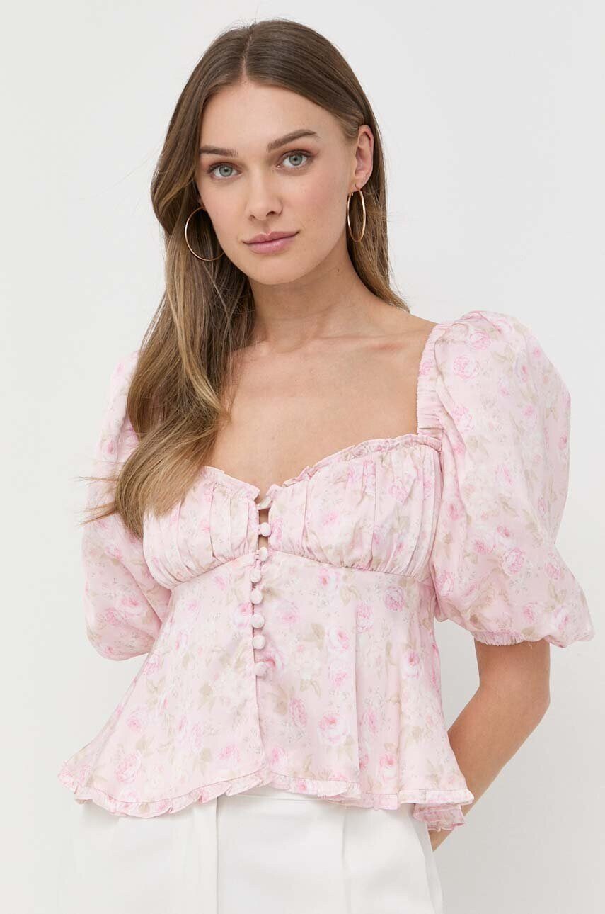 For Love & Lemons Блуза Rhoda в розово с десен - Pepit.bg