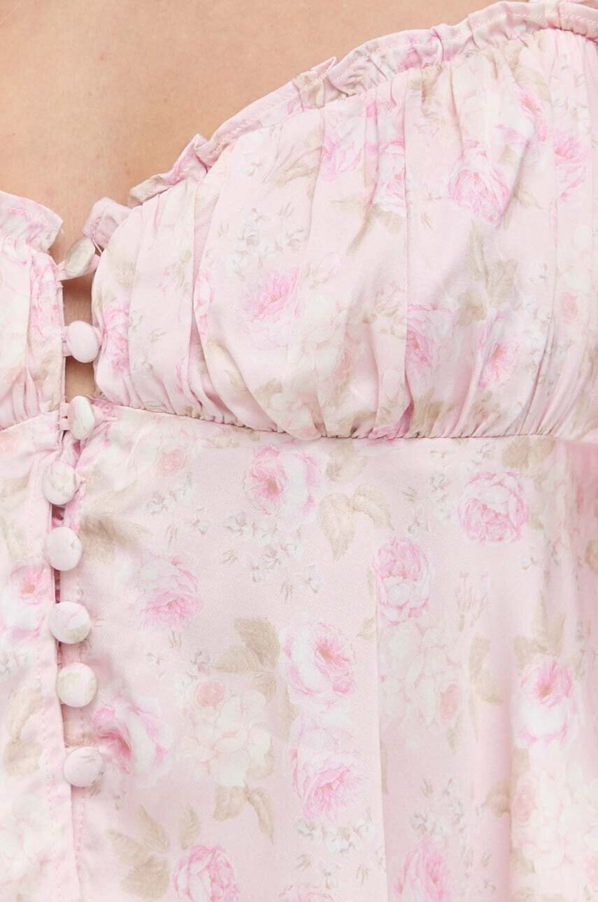 For Love & Lemons Блуза Rhoda в розово с десен - Pepit.bg