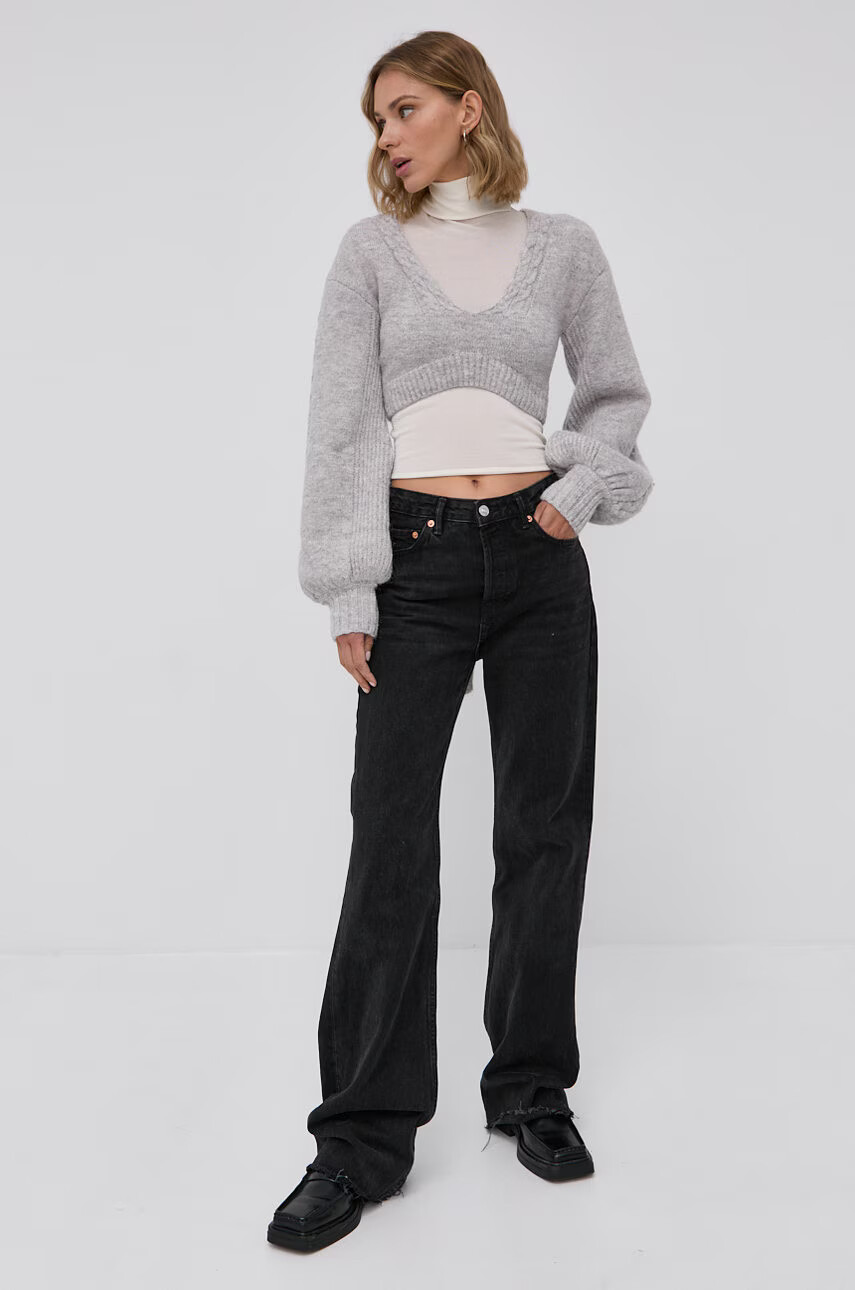 For Love & Lemons Пуловер дамски в сиво от лека материя - Pepit.bg