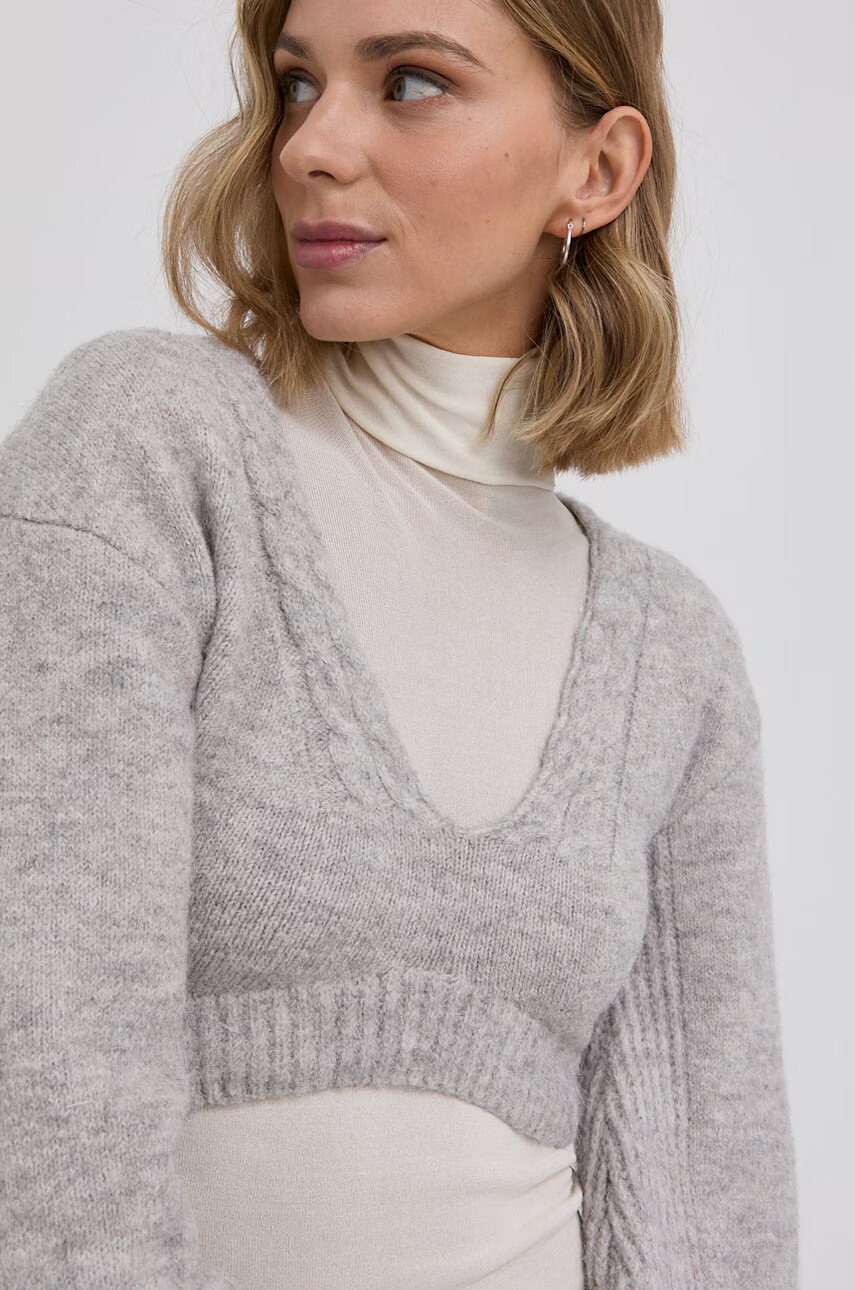 For Love & Lemons Пуловер дамски в сиво от лека материя - Pepit.bg
