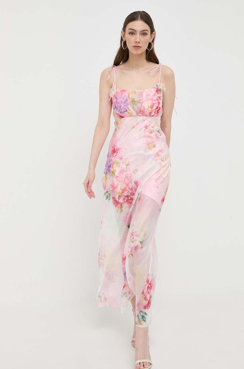 For Love & Lemons Рокля в розово дълъг модел разкроен модел - Pepit.bg