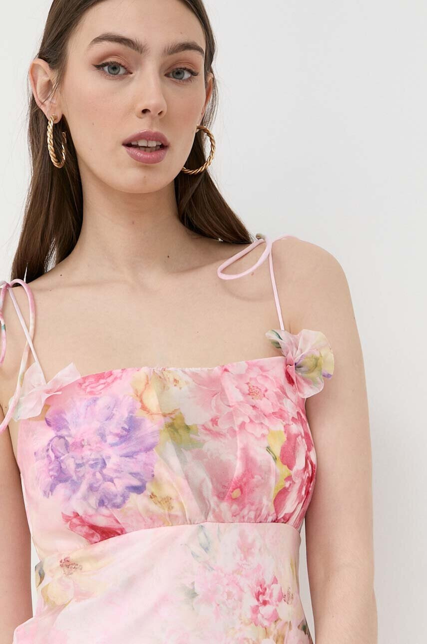 For Love & Lemons Рокля в розово дълъг модел разкроен модел - Pepit.bg
