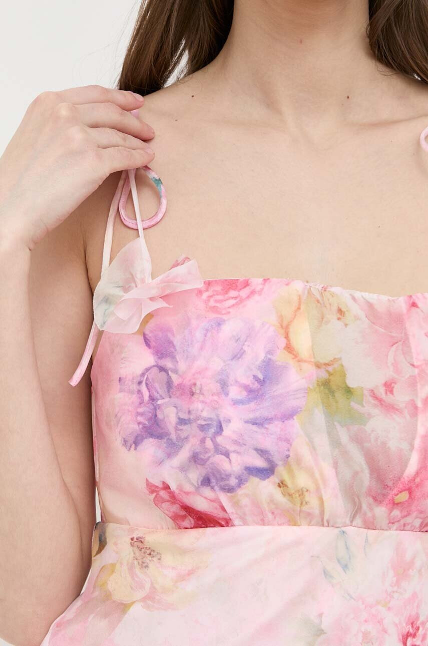 For Love & Lemons Рокля в розово дълъг модел разкроен модел - Pepit.bg
