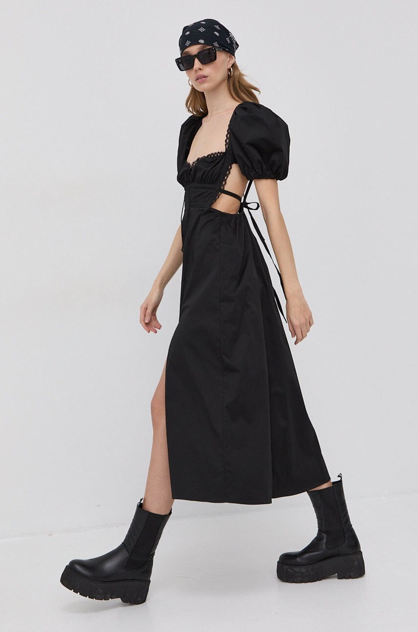 For Love & Lemons Рокля в черно среднодълъг модел разкроен модел - Pepit.bg
