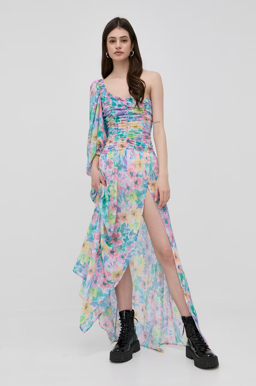 For Love & Lemons Рокля в розово къс модел разкроен модел - Pepit.bg