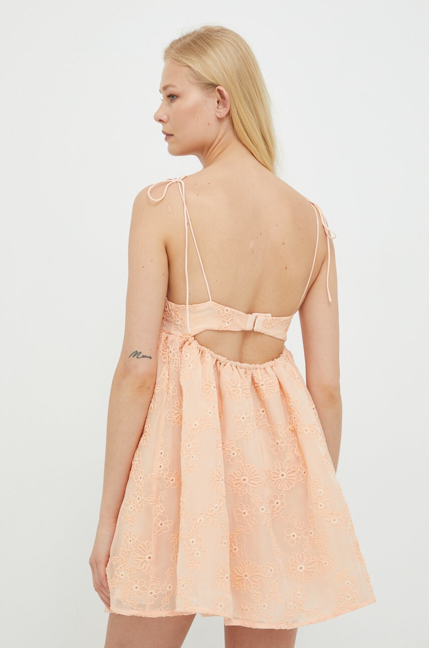 For Love & Lemons Рокля в оранжево къс модел разкроен модел - Pepit.bg