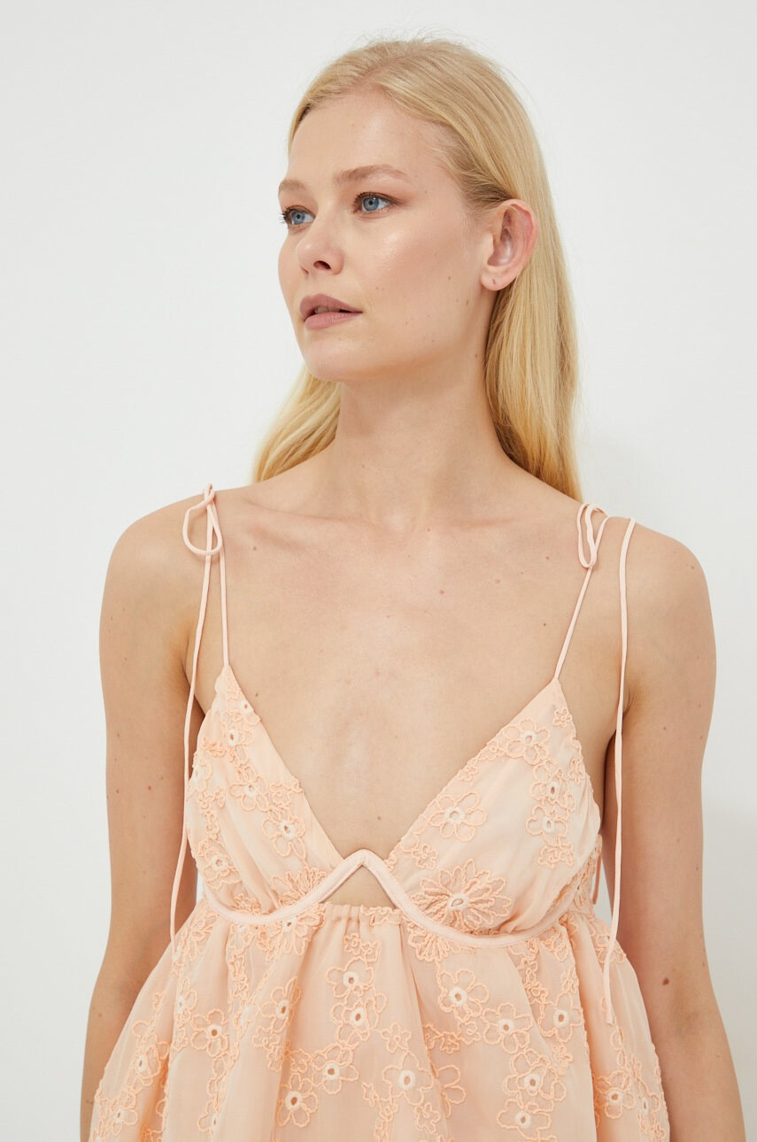 For Love & Lemons Рокля в оранжево къс модел разкроен модел - Pepit.bg