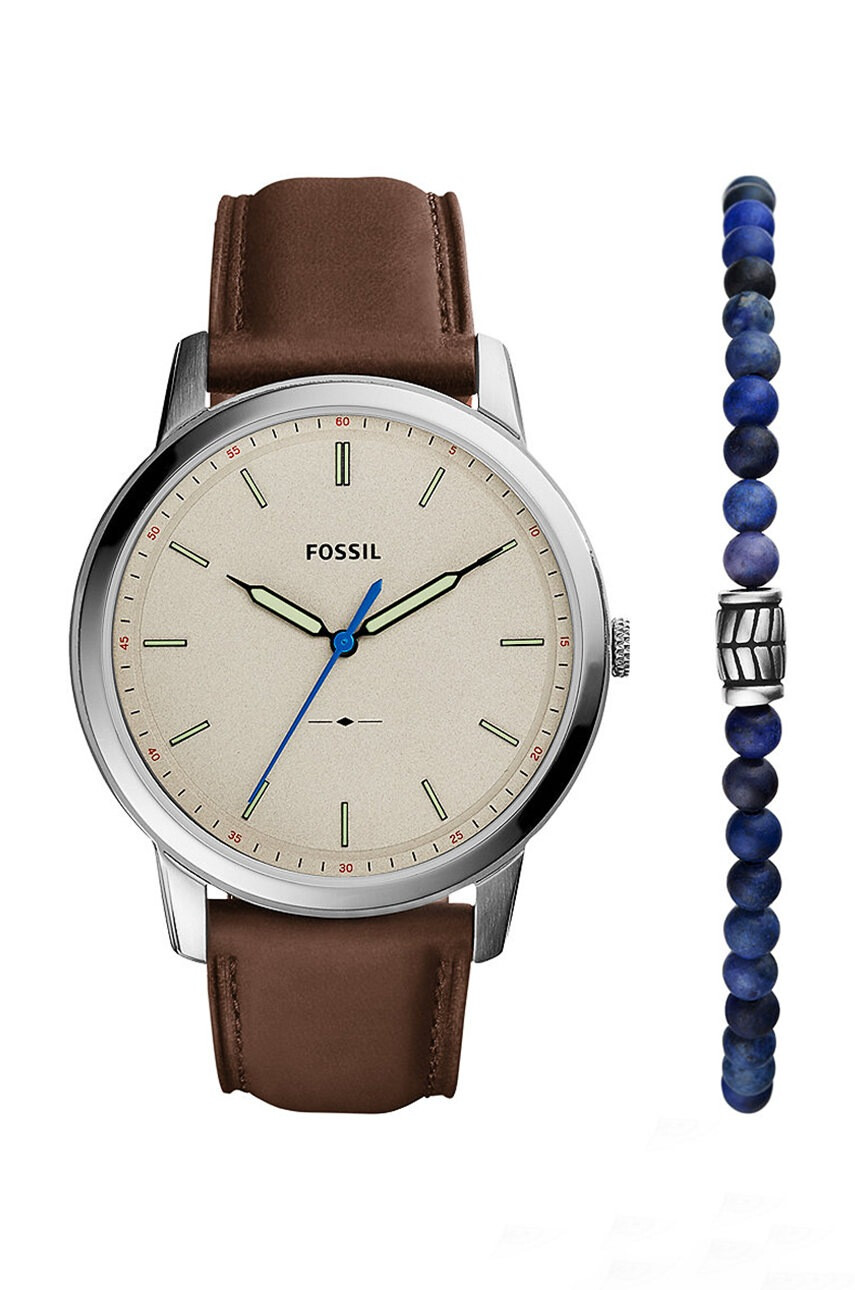 Fossil Часовник и гривна мъжки в сребристо - Pepit.bg