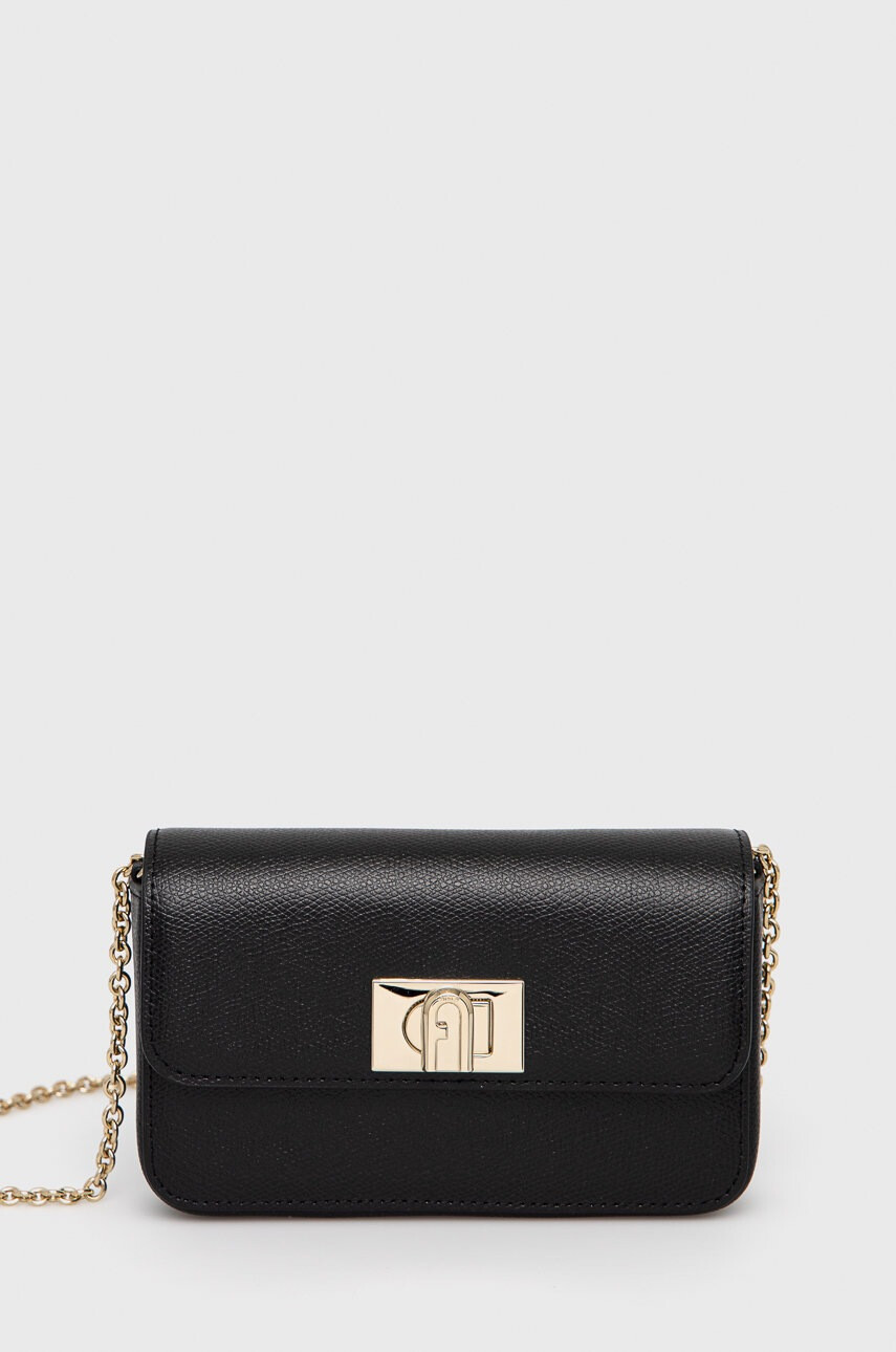 Furla Кожена чанта в черно - Pepit.bg