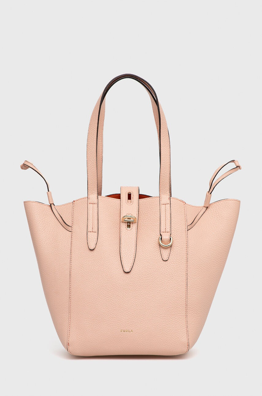 Furla Кожена чанта в розово - Pepit.bg