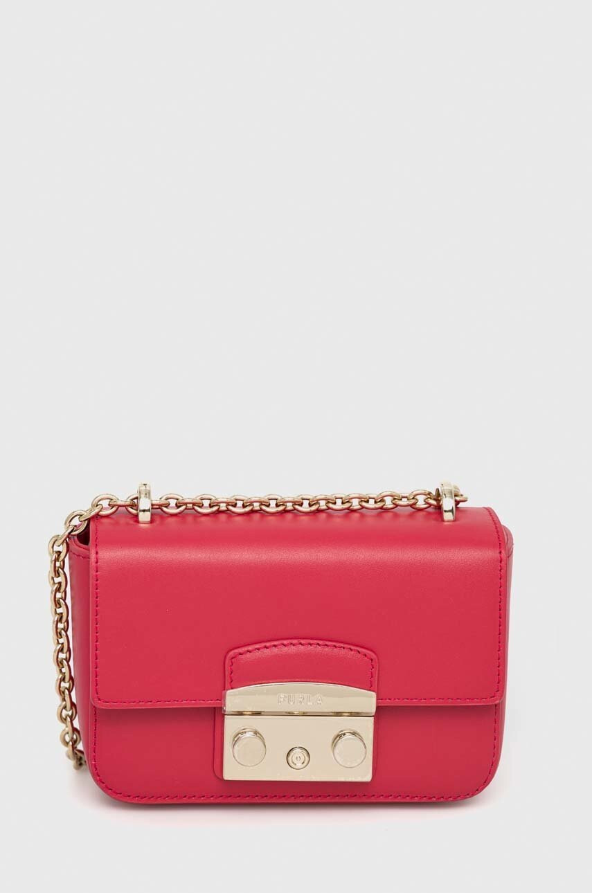 Furla Кожена чанта в розово - Pepit.bg