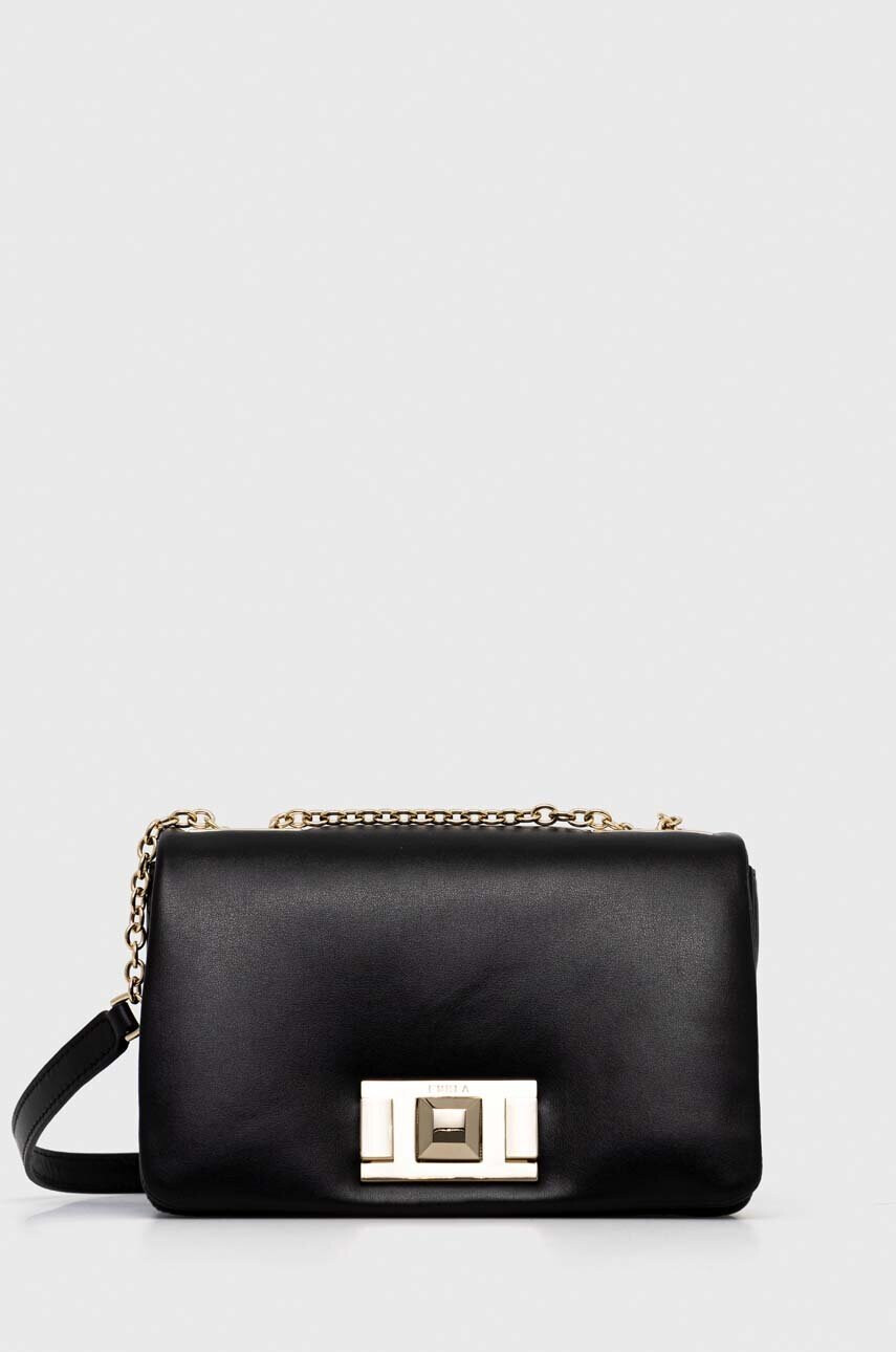 Furla Кожена чанта в черно - Pepit.bg