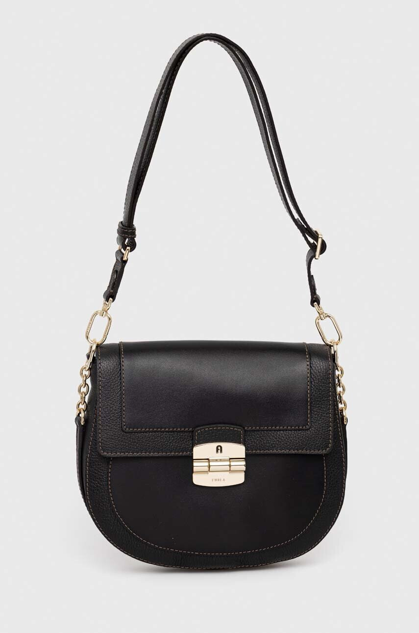 Furla Кожена чанта в черно - Pepit.bg