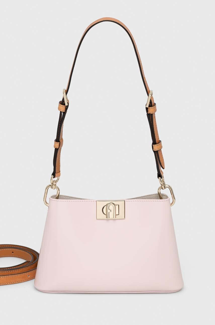 Furla Кожена чанта в розово - Pepit.bg