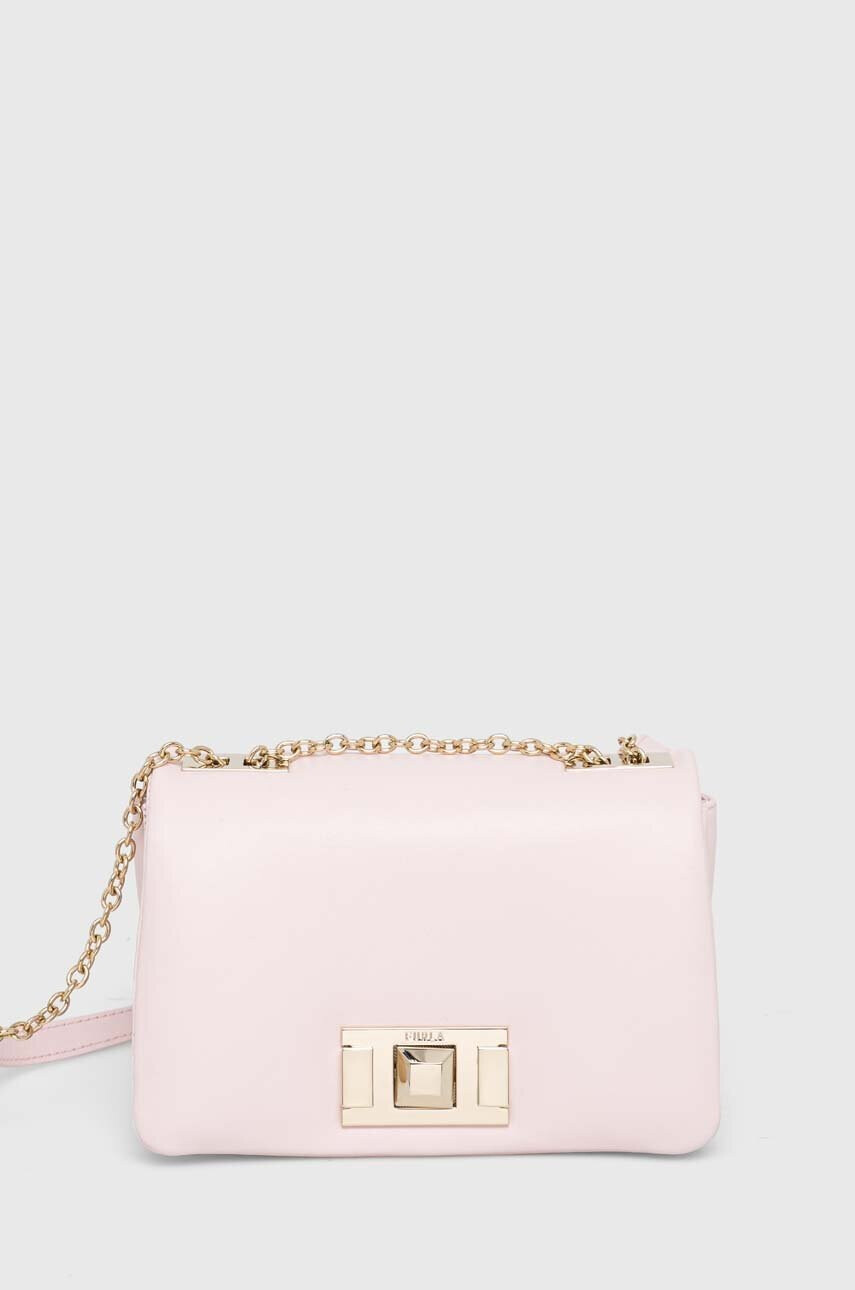 Furla Кожена чанта в розово - Pepit.bg