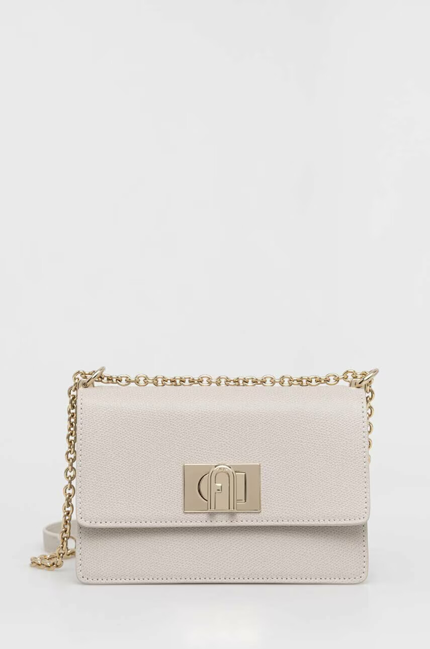 Furla Кожена чанта в сиво - Pepit.bg