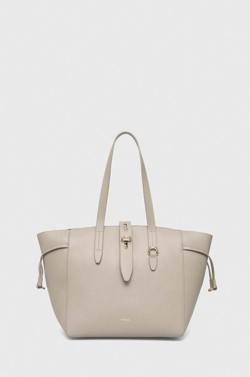 Furla Кожена чанта в сиво - Pepit.bg
