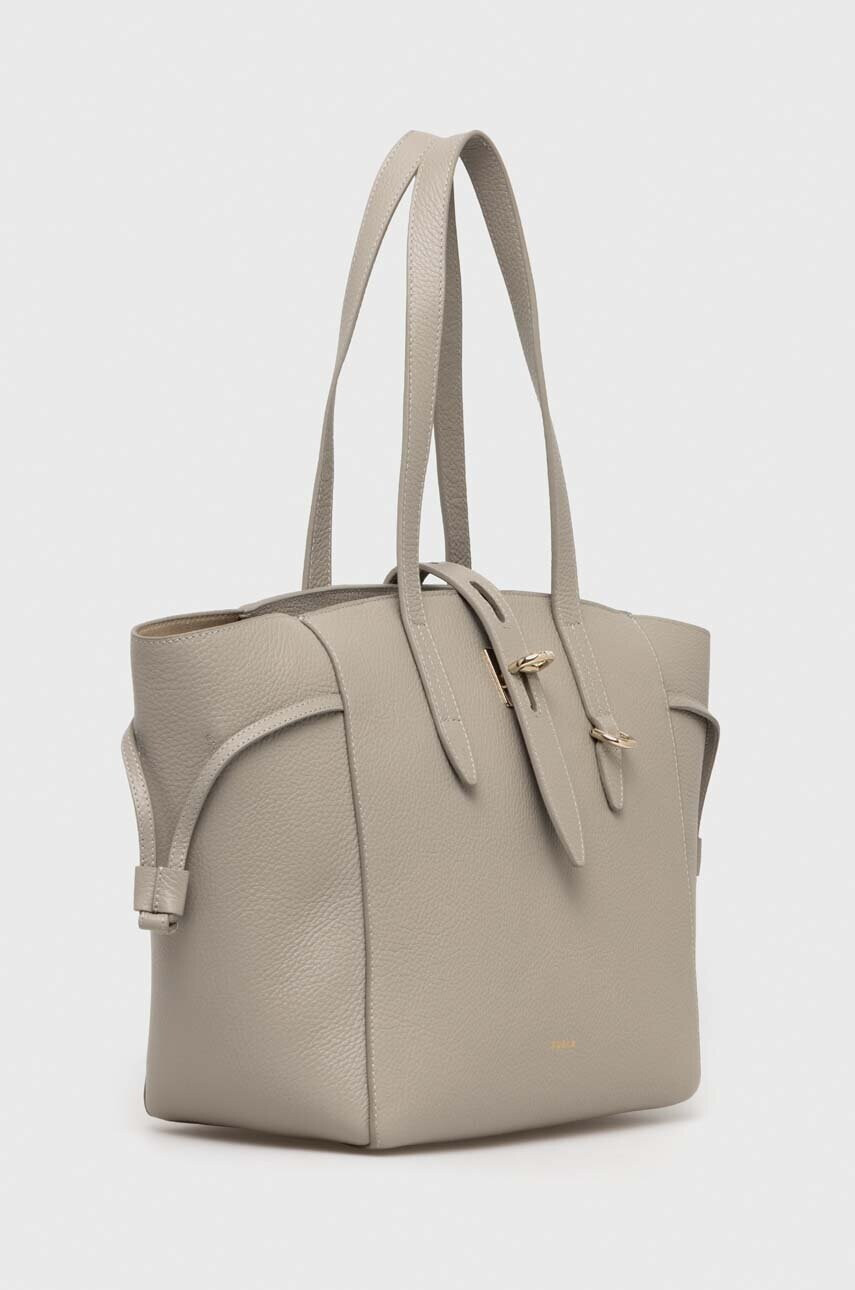 Furla Кожена чанта в сиво - Pepit.bg
