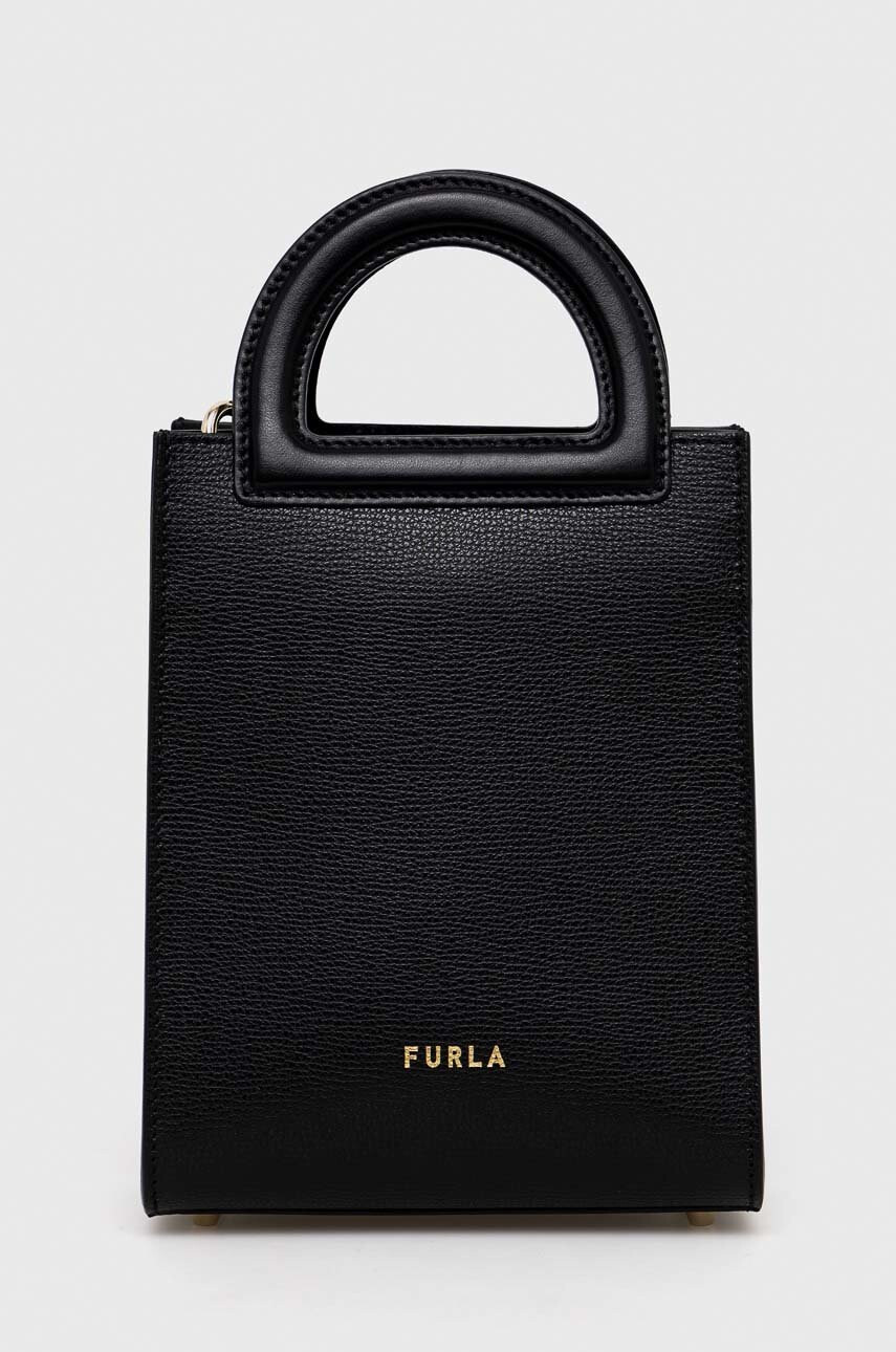 Furla Кожена чанта Dara в черно - Pepit.bg