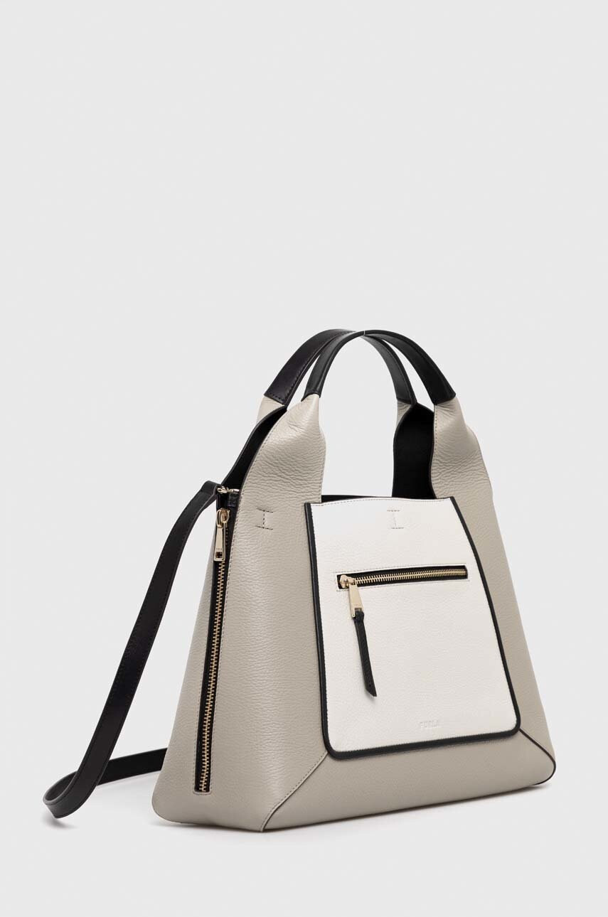 Furla Кожена чанта Gilda в сиво - Pepit.bg