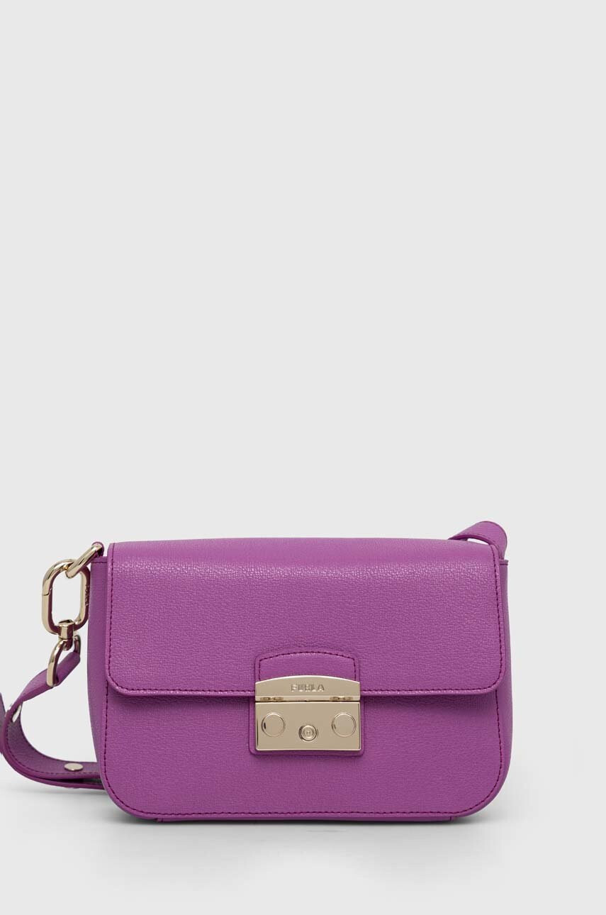 Furla Кожена чанта Metropolis в лилаво - Pepit.bg
