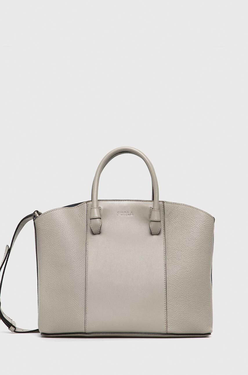 Furla Кожена чанта Miastella в сиво - Pepit.bg