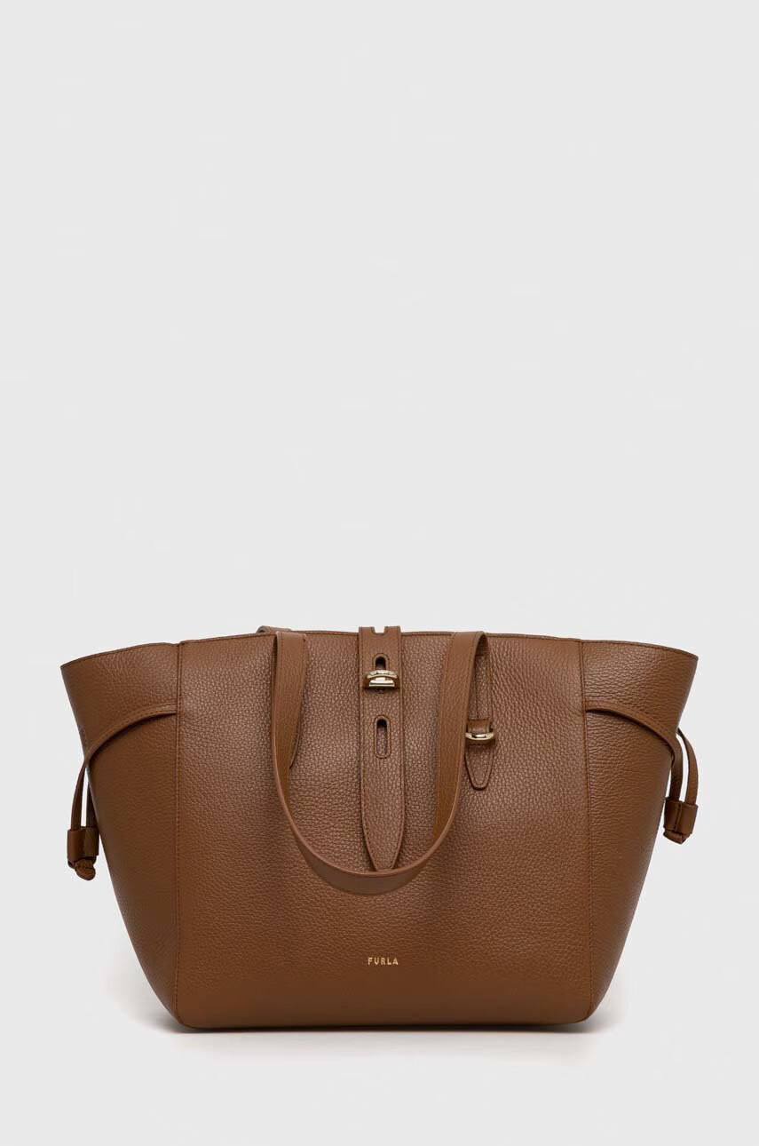 Furla Кожена чанта Net в кафяво - Pepit.bg