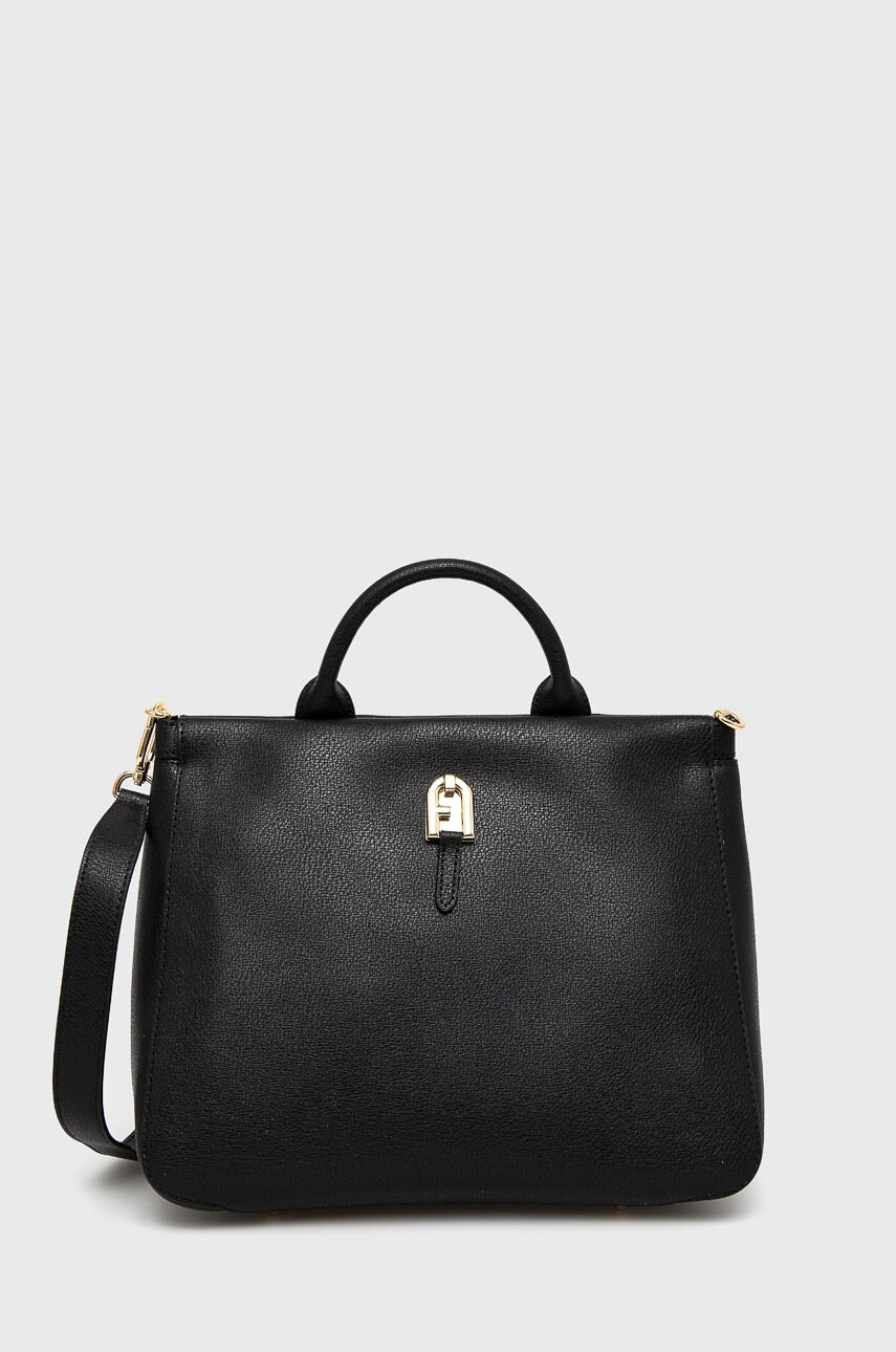 Furla Кожена чанта Palazzo в черно - Pepit.bg