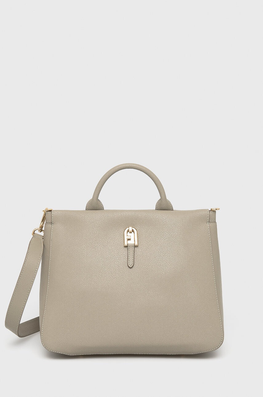 Furla Кожена чанта Palazzo в сиво - Pepit.bg