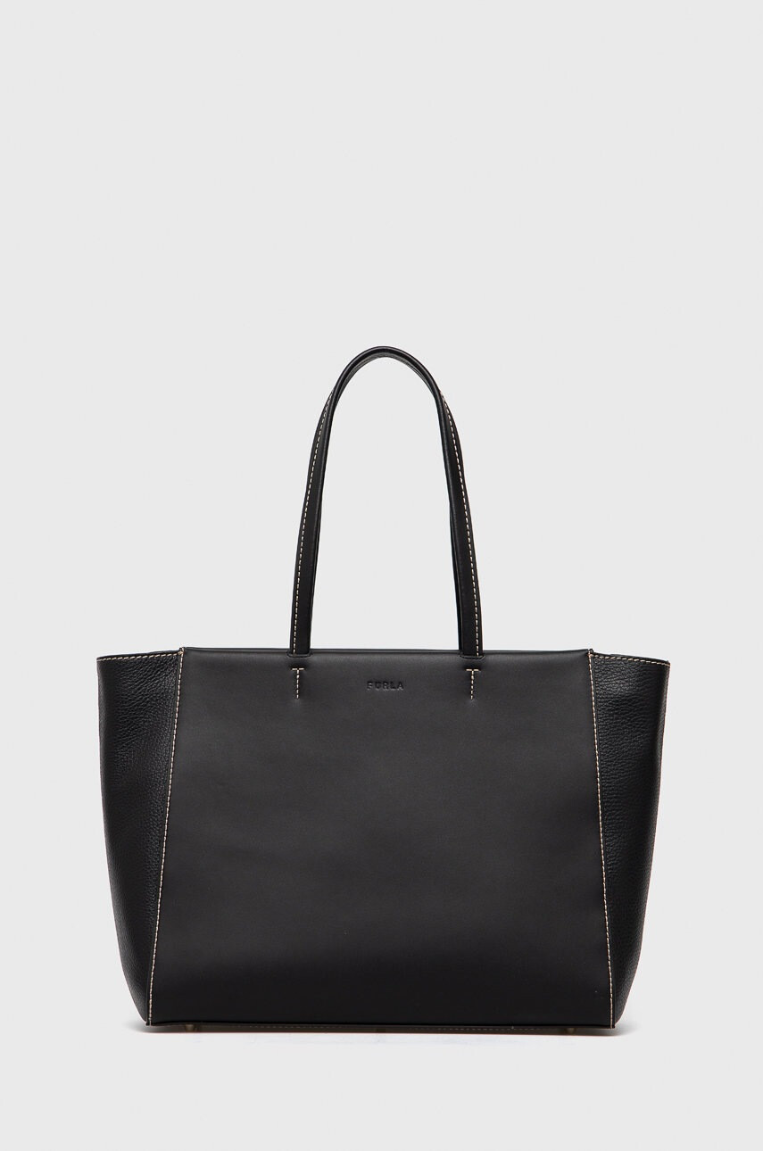 Furla Кожена чанта в черно - Pepit.bg