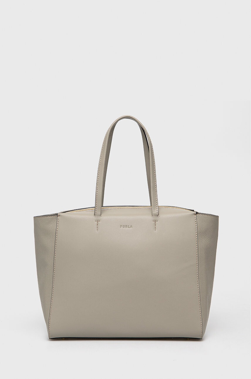 Furla Кожена чанта в сиво - Pepit.bg