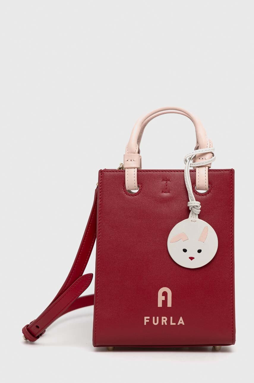 Furla Кожена чанта varsity style в червено - Pepit.bg