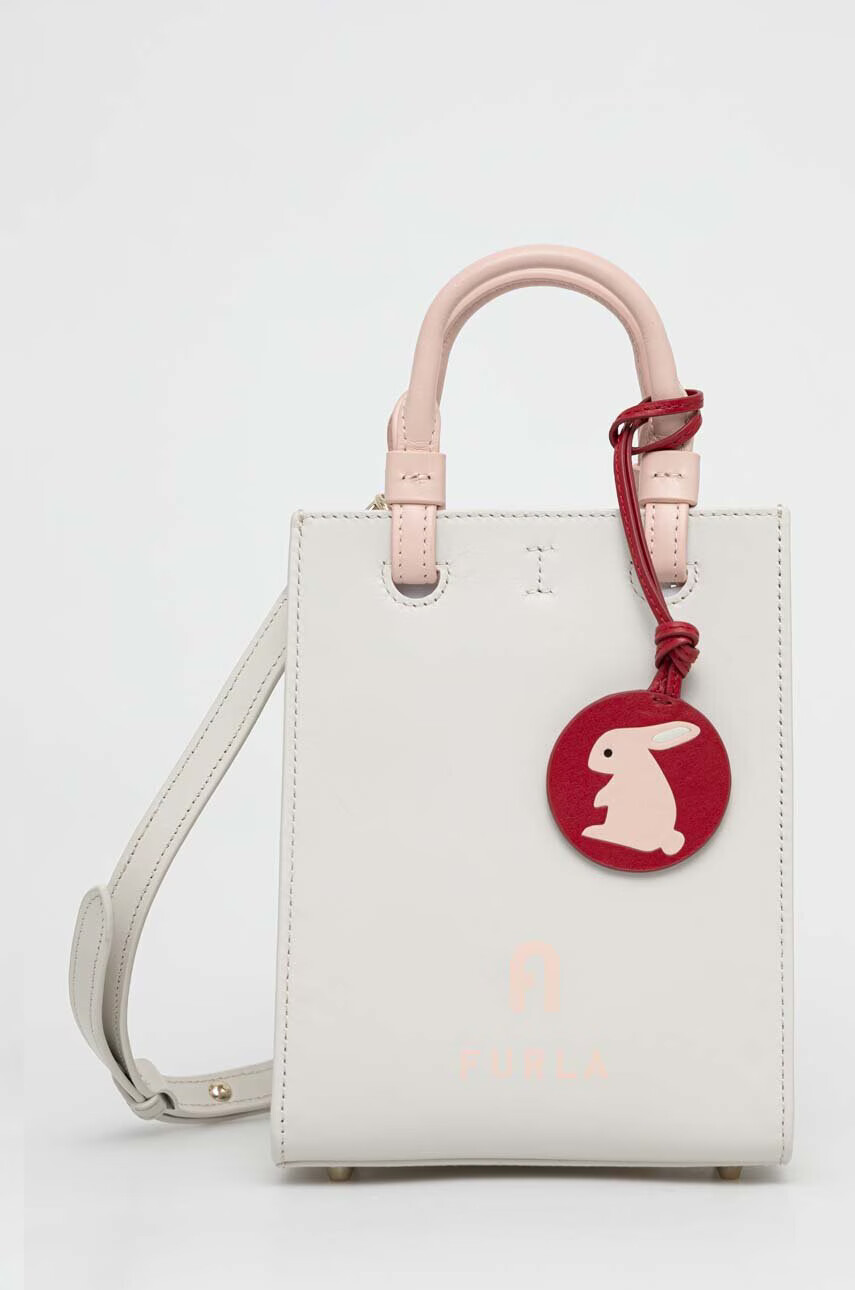 Furla Кожена чанта varsity style в бяло - Pepit.bg