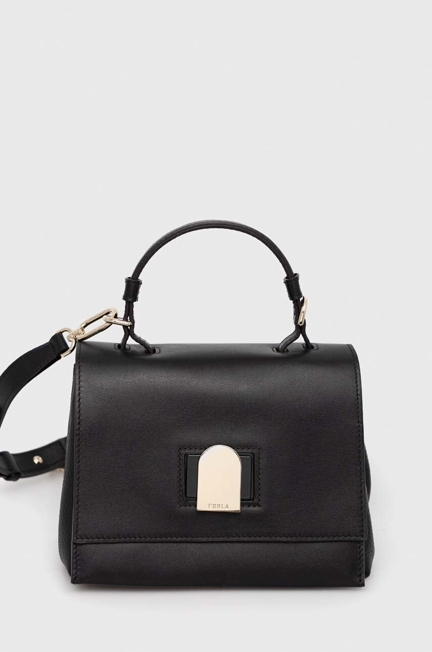 Furla Кожена чанта Vitello в черно - Pepit.bg