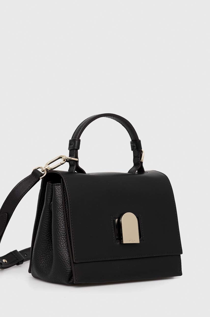 Furla Кожена чанта Vitello в черно - Pepit.bg