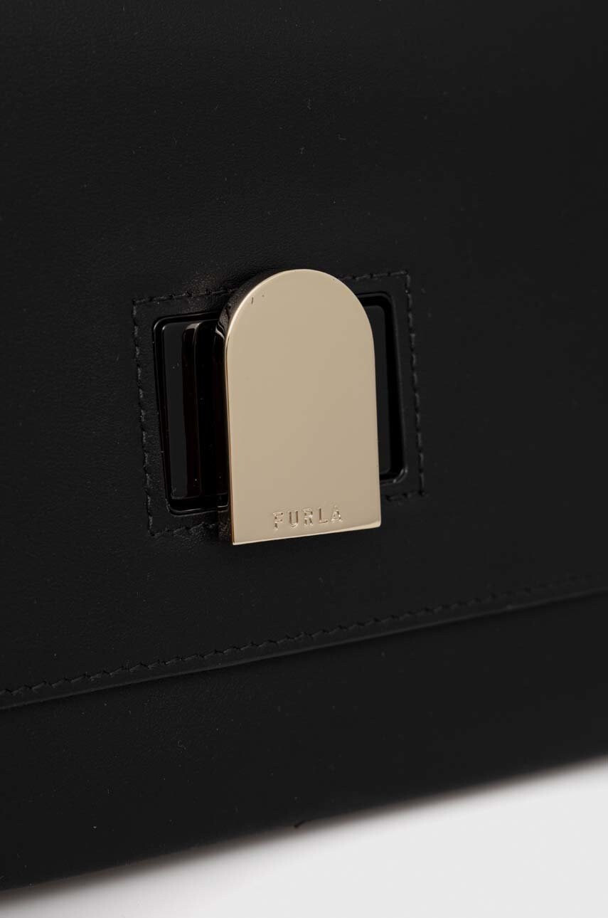 Furla Кожена чанта Vitello в черно - Pepit.bg