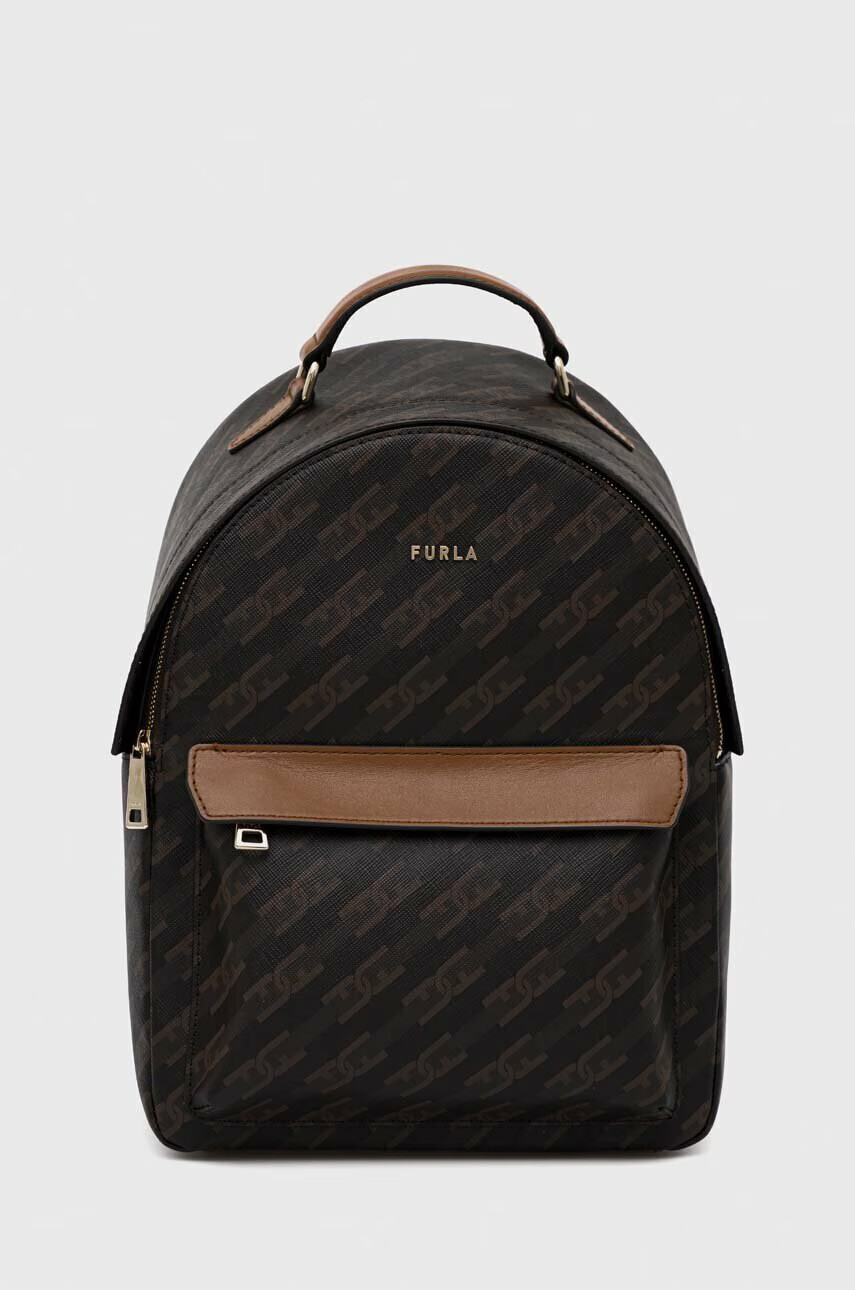 Furla Раница Favola в кафяво малък размер с десен - Pepit.bg