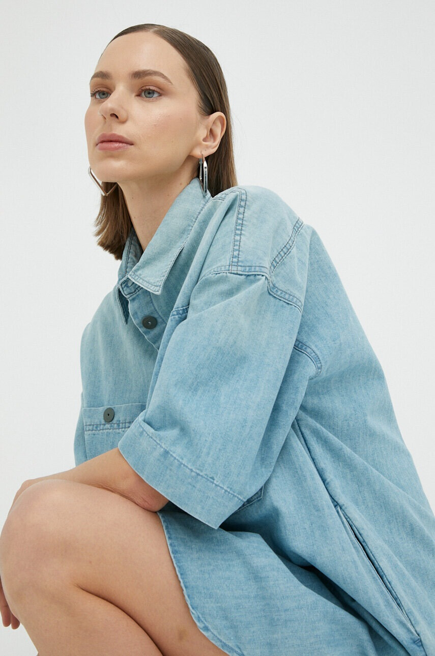 G-Star Raw Дънкова рокля в синьо къс модел с уголемена кройка - Pepit.bg