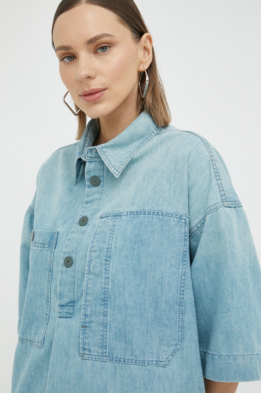 G-Star Raw Дънкова рокля в синьо къс модел с уголемена кройка - Pepit.bg