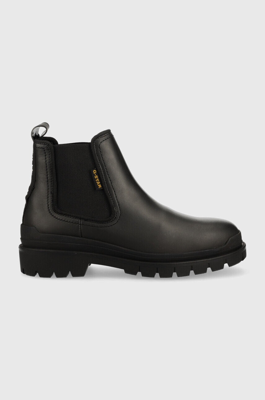 G-Star Raw Кожени боти челси Blake Chs Lea в черно с висок ток - Pepit.bg