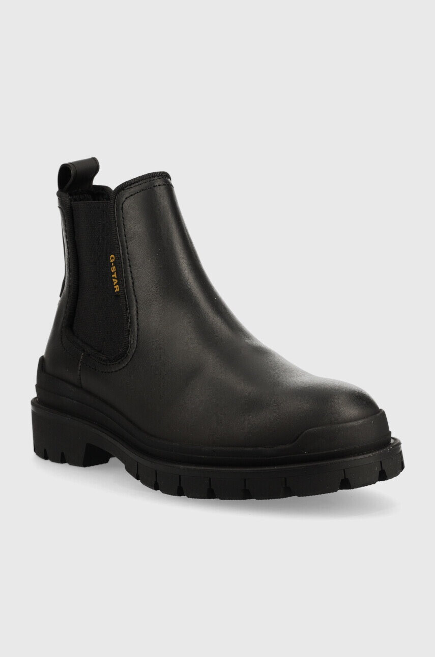 G-Star Raw Кожени боти челси Blake Chs Lea в черно с висок ток - Pepit.bg
