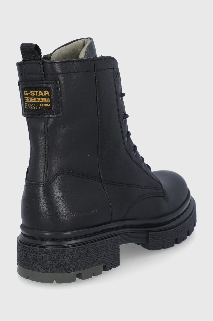 G-Star Raw Кожени кубинки дамски в черно с равна подметка - Pepit.bg