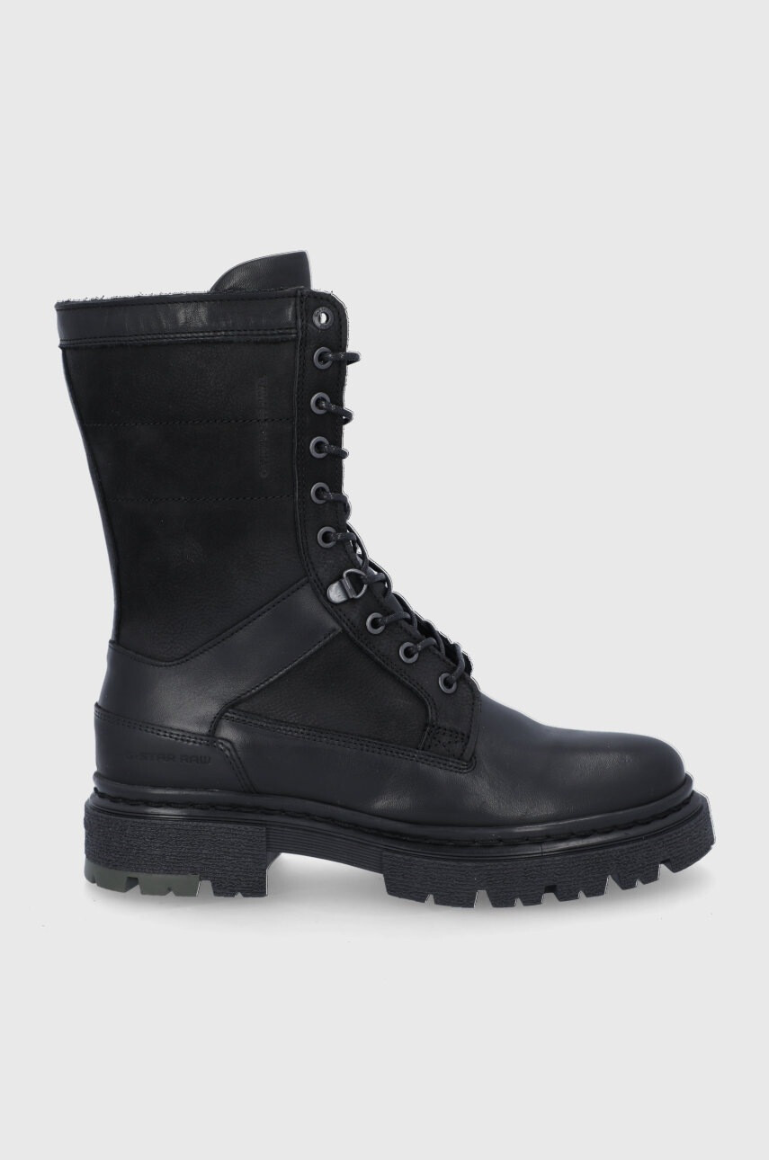 G-Star Raw Кожени кубинки дамски в черно с платформа - Pepit.bg
